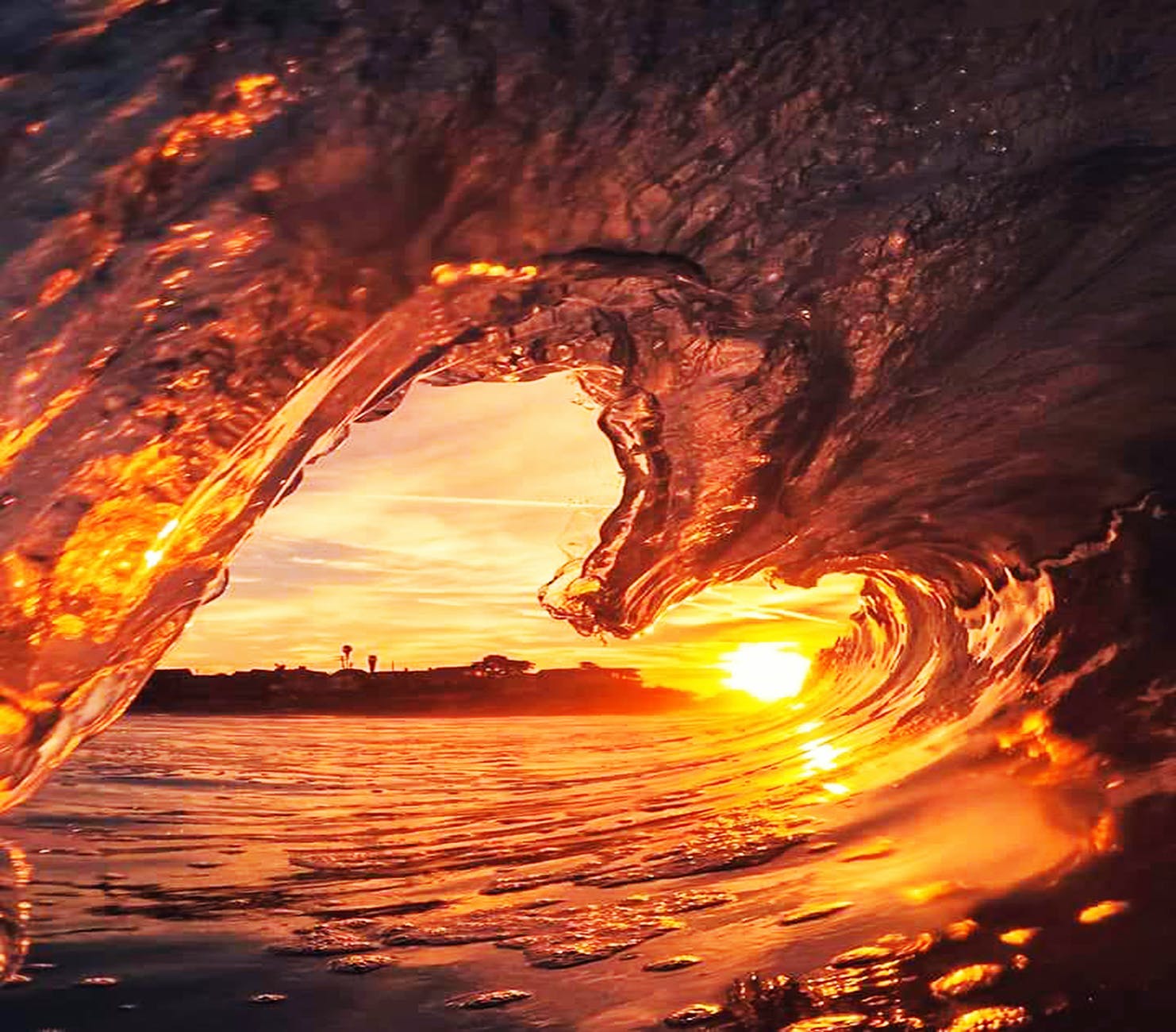 frozen wave against sunlight